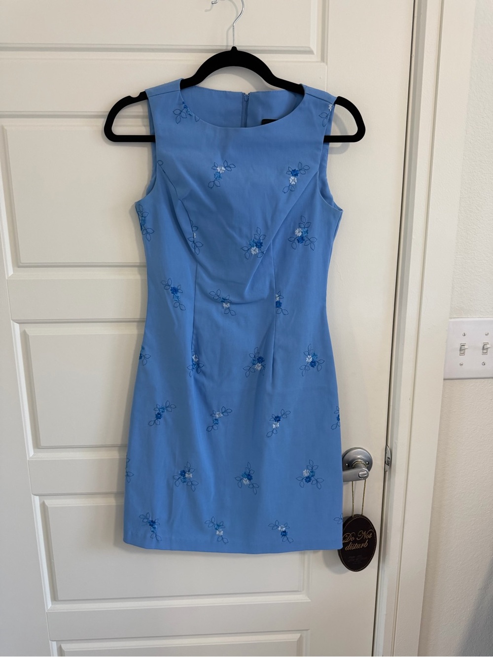 Vintage Aline Sleeveless Blue Embroidered Dress